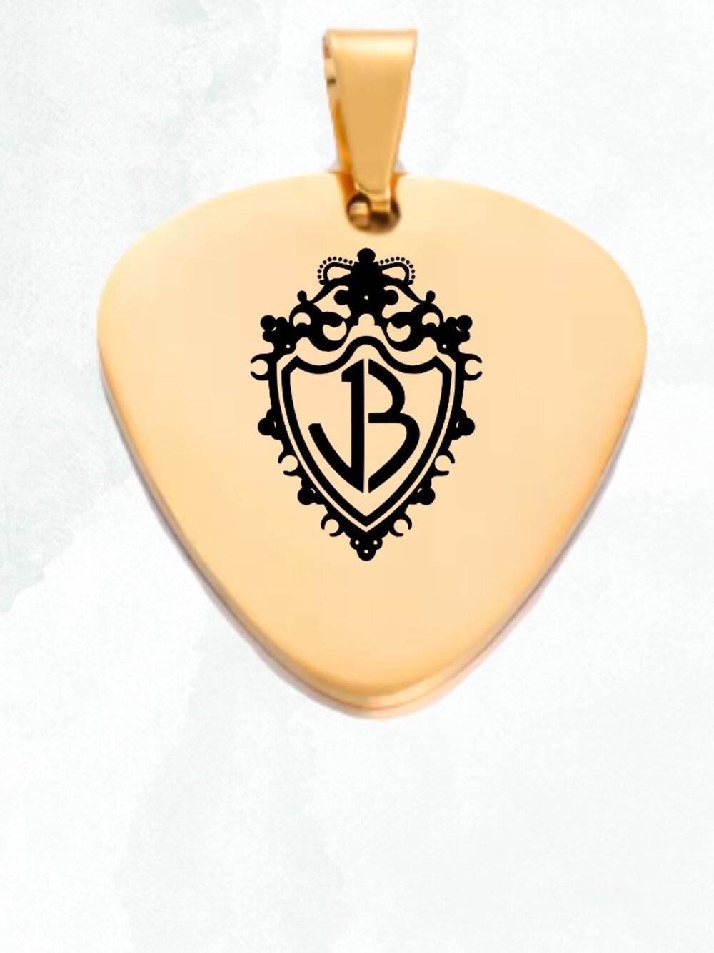 Gold Jonas Brothers Logo Guitar Pick Necklace Pendant